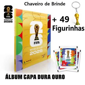 Álbum Copa Do Mundo 2026 Capa Dura Ouro + 49 Figurinhas Panini