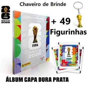 Álbum Copa Do Mundo 2026 Capa Dura Prata + 49 Figurinhas Panini