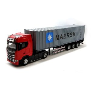 Scania S730 Maersk 1:50 Alloy Car Luz Som Vermelha